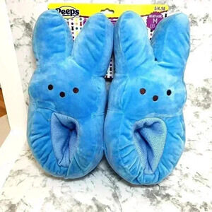 NEW Peeps YOUTH Blue Plush Bunny Slippers Size M 13-1 EASTER